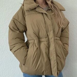 A New Day Women’s Puffer Jacket | Size Medium | Warm Winter Coat in Khaki